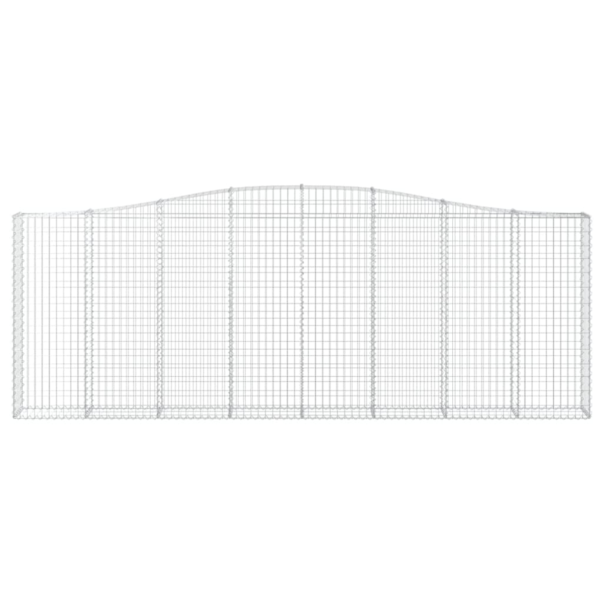 Ein breiter Metall-Gabion, gewölbte Oberseite, rechteckige Form.