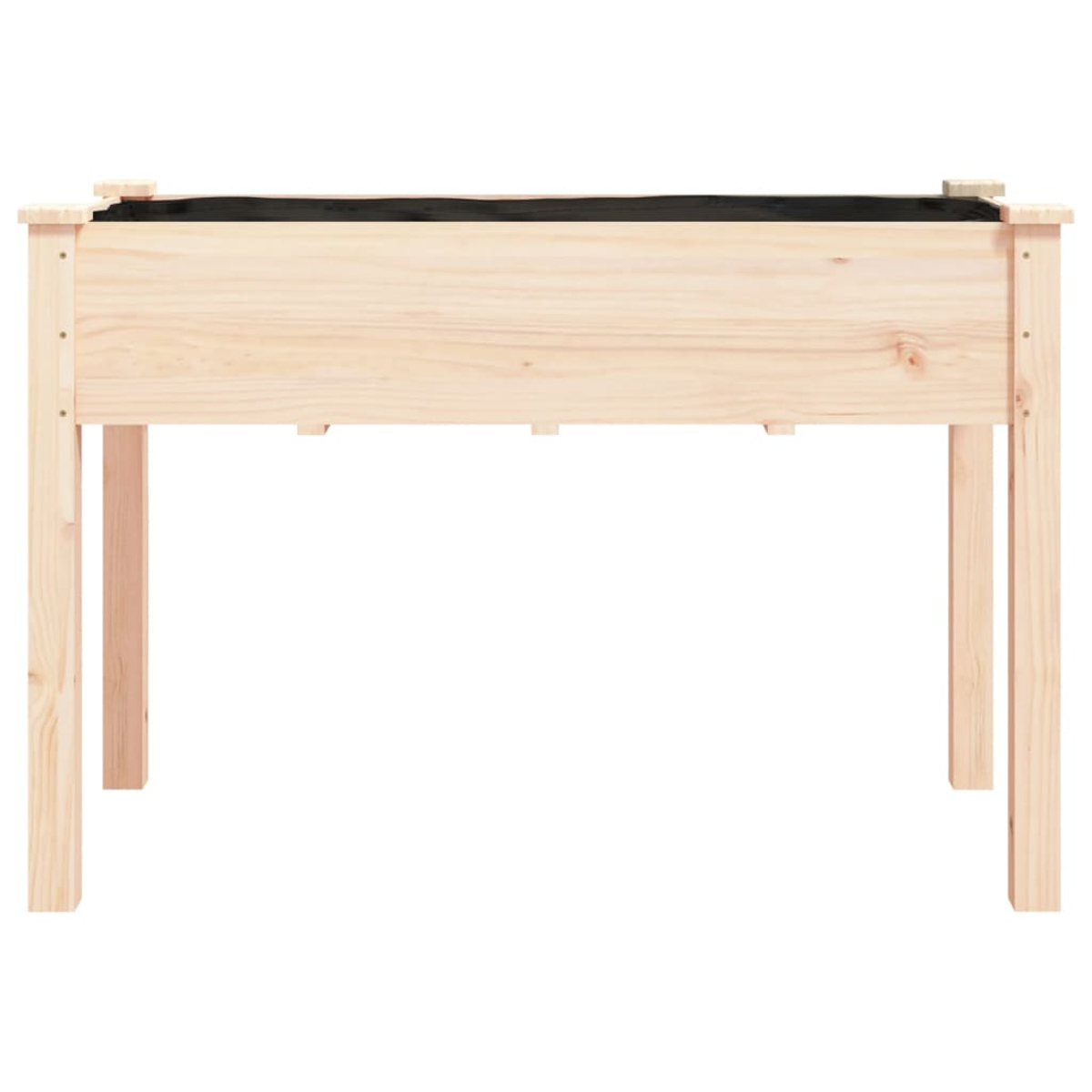 Holzpflanzkasten mit Beinen, leer von vorne.