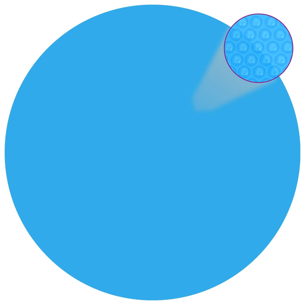 Großer hellblauer Kreis mit einem vergrößerten Abschnitt aus Noppenfolie.