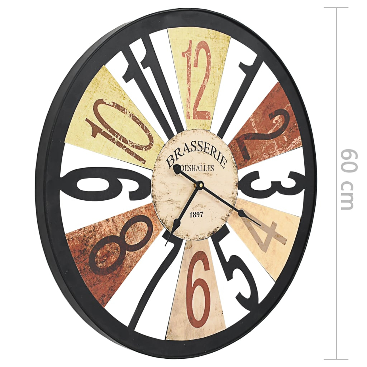 Das Bild zeigt eine große runde Uhr mit schwarzem Rand.