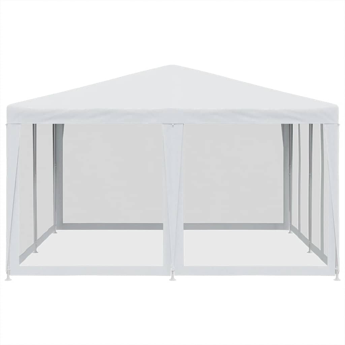Gazebo bianco con pannelli trasparenti e tetto bianco. Nessuno sfondo visibile, cornice bianca.
