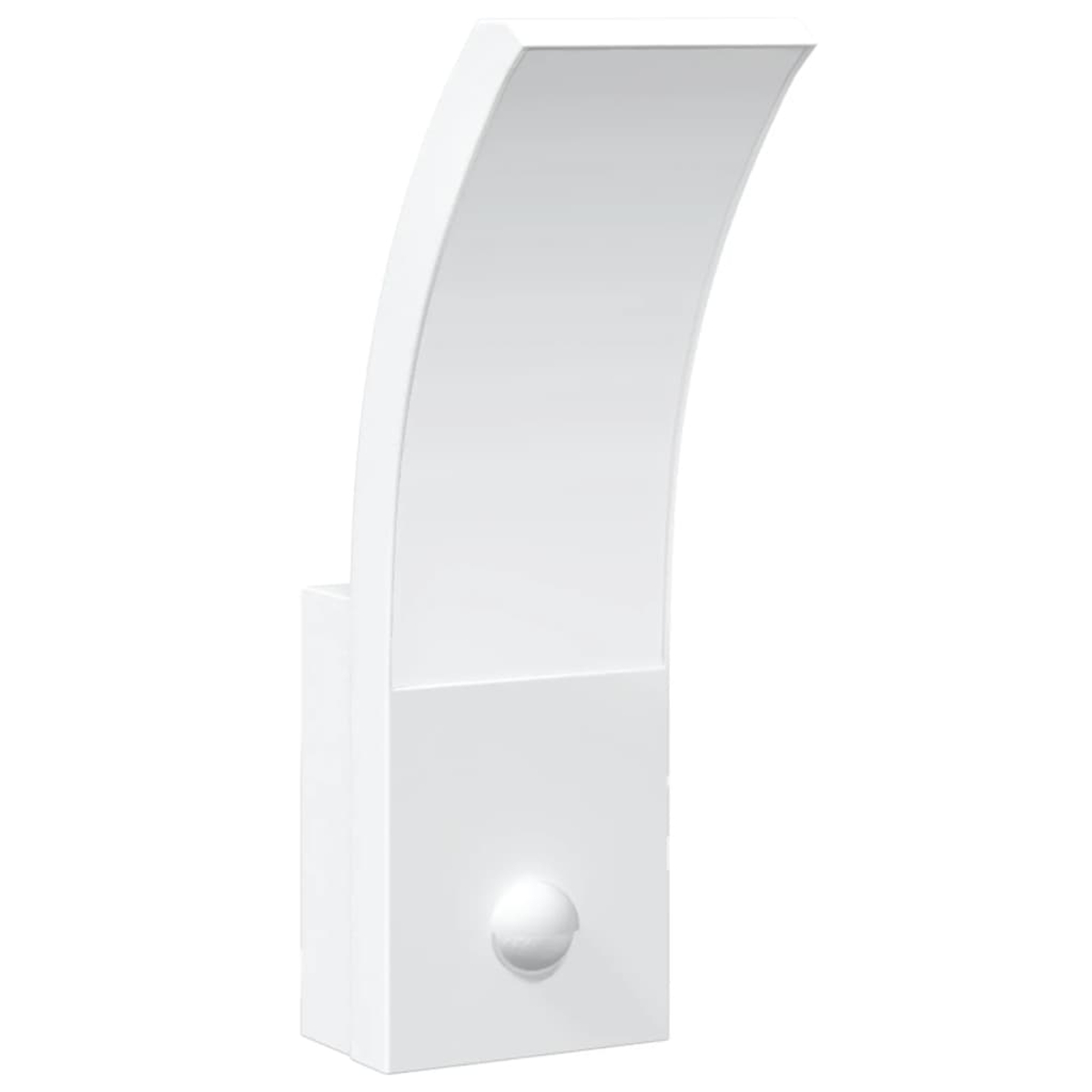 Weiße moderne Wandleuchte mit geschwungenem Design und kleinem Licht.