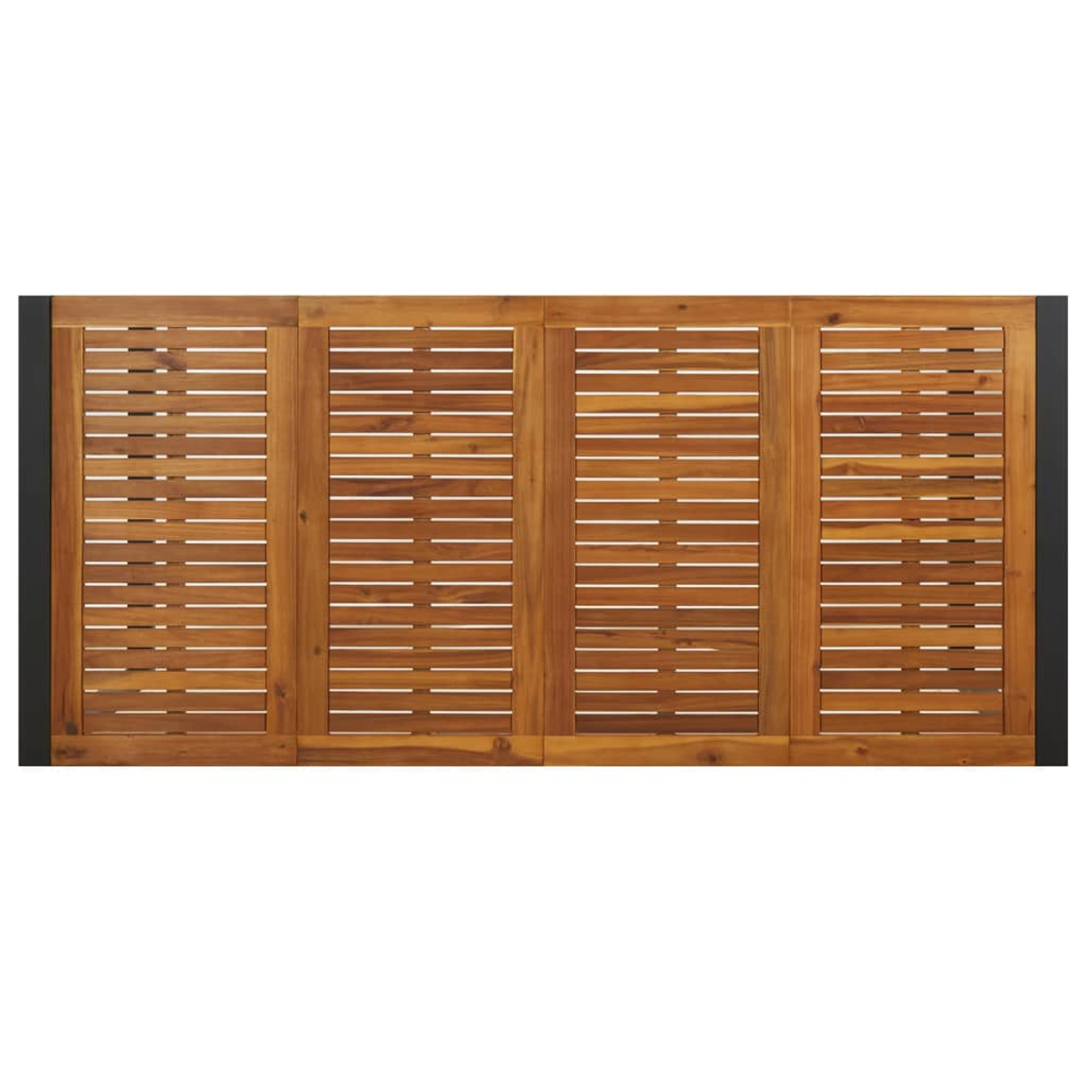 Holzzaun mit schwarzen Seitenstützen. Braunes Holz und weißer Hintergrund.