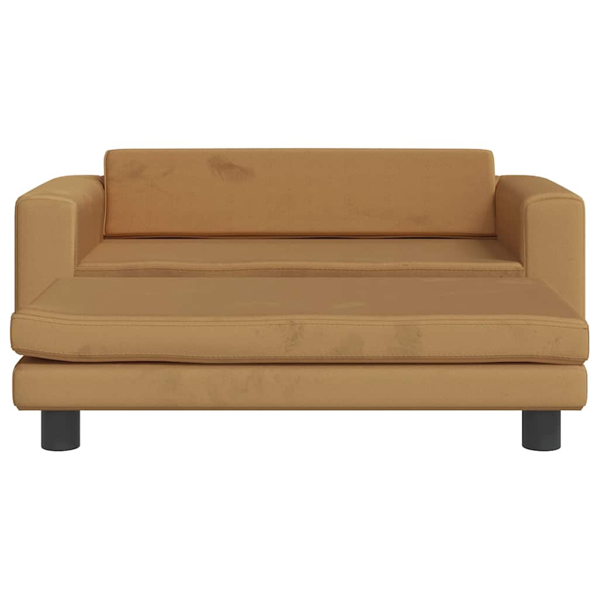 Hellbraunes Sofa mit schwarzen Beinen, modernes Design. Saubere, neutrale Farbe, für Heimdekoration.