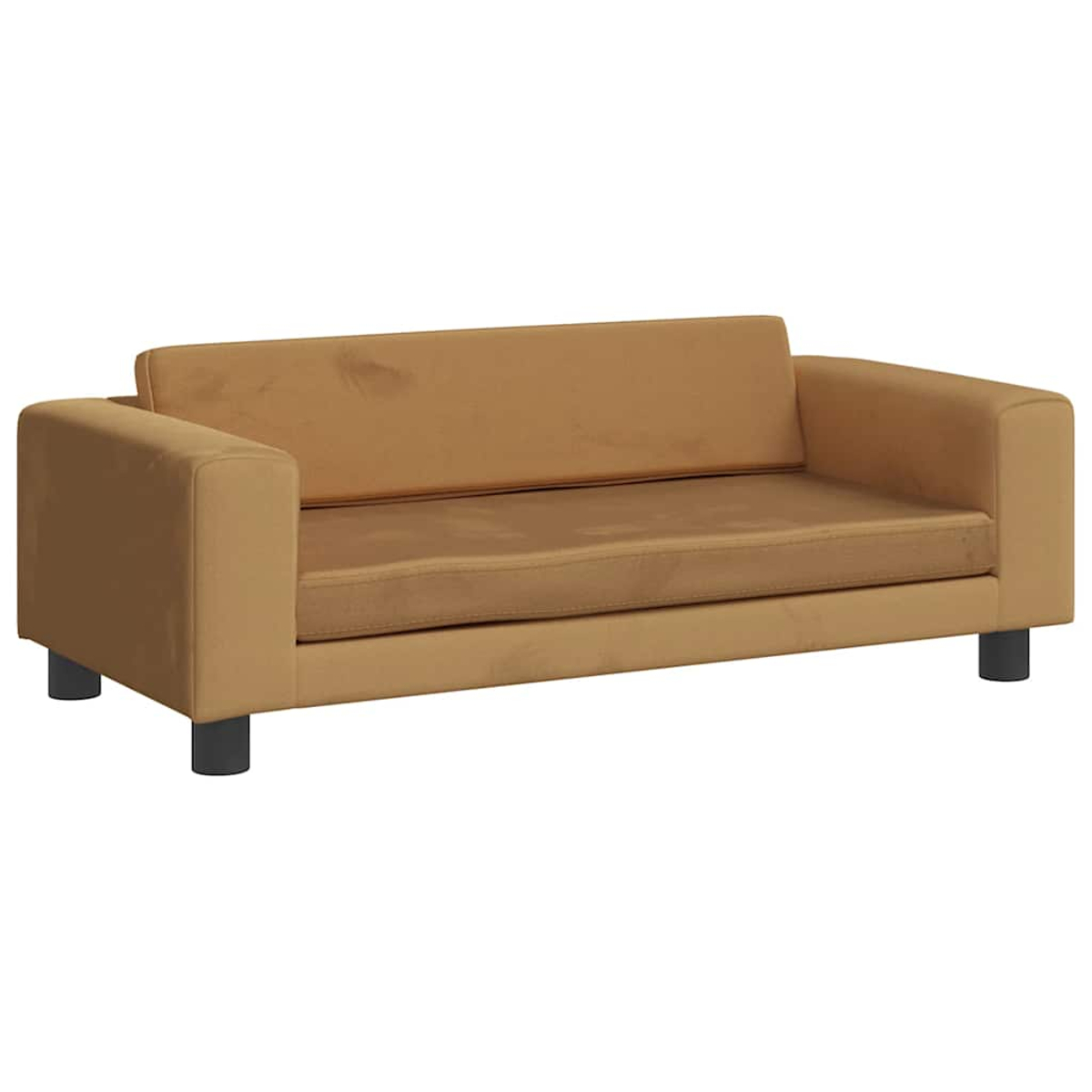 Hellbraunes Sofa mit schwarzen Beinen. Modernes Design, neutrale Farbe für Heimdekoration.