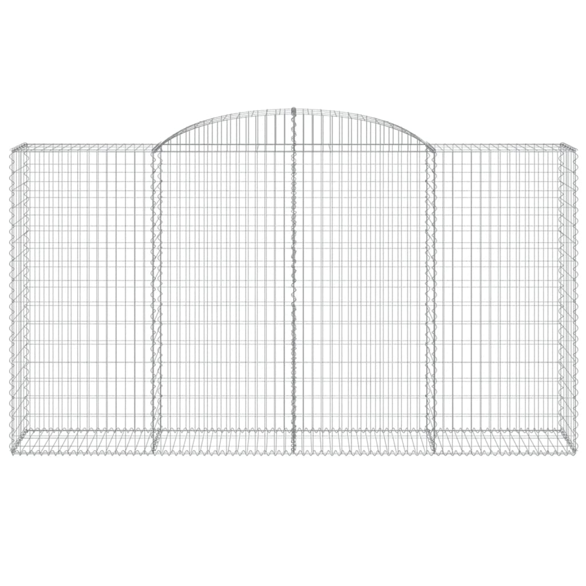 Drahtgitter-Gabion mit gewölbtem Oberteil. Es ist rechteckig.