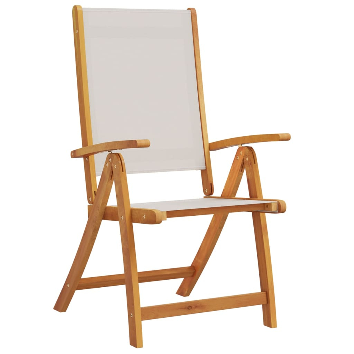 Sedia in legno con seduta e schienale in tessuto bianco.