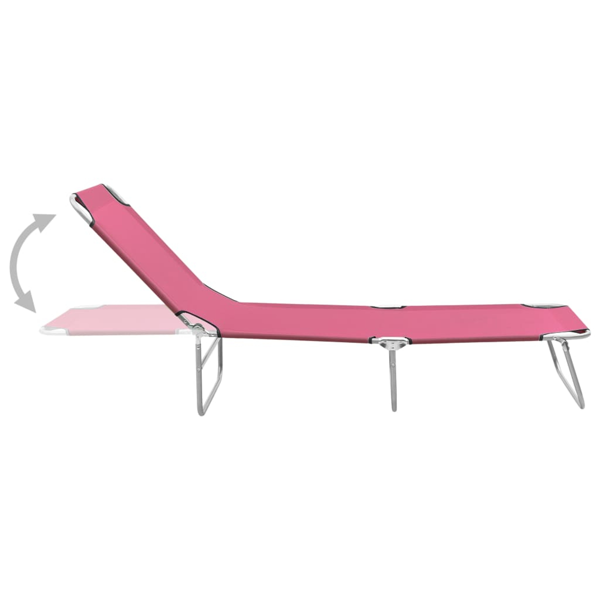 Rosa zusammenklappbarer Strandstuhl, Rücken bewegt sich. Die Lehne ist nun oben.