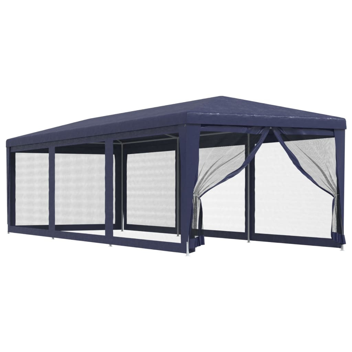 Marineblauer Pavillon mit Mesh-Fenstern. Es ist auf weißem Hintergrund.