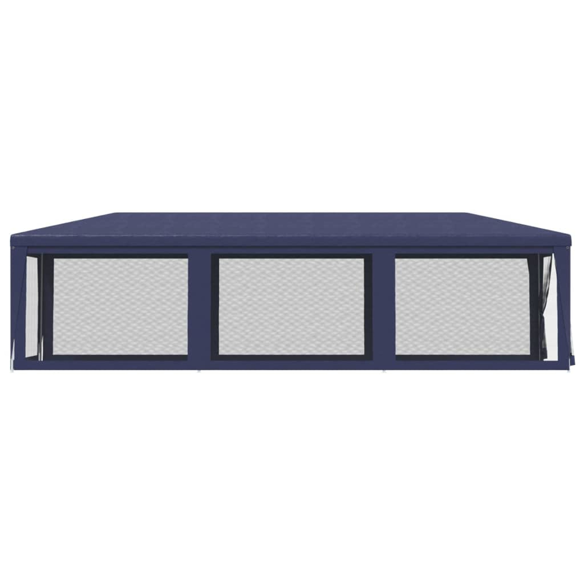 Marineblauer Pavillon mit Mesh-Fenstern. Rechteckige Form. Weißer Hintergrund.