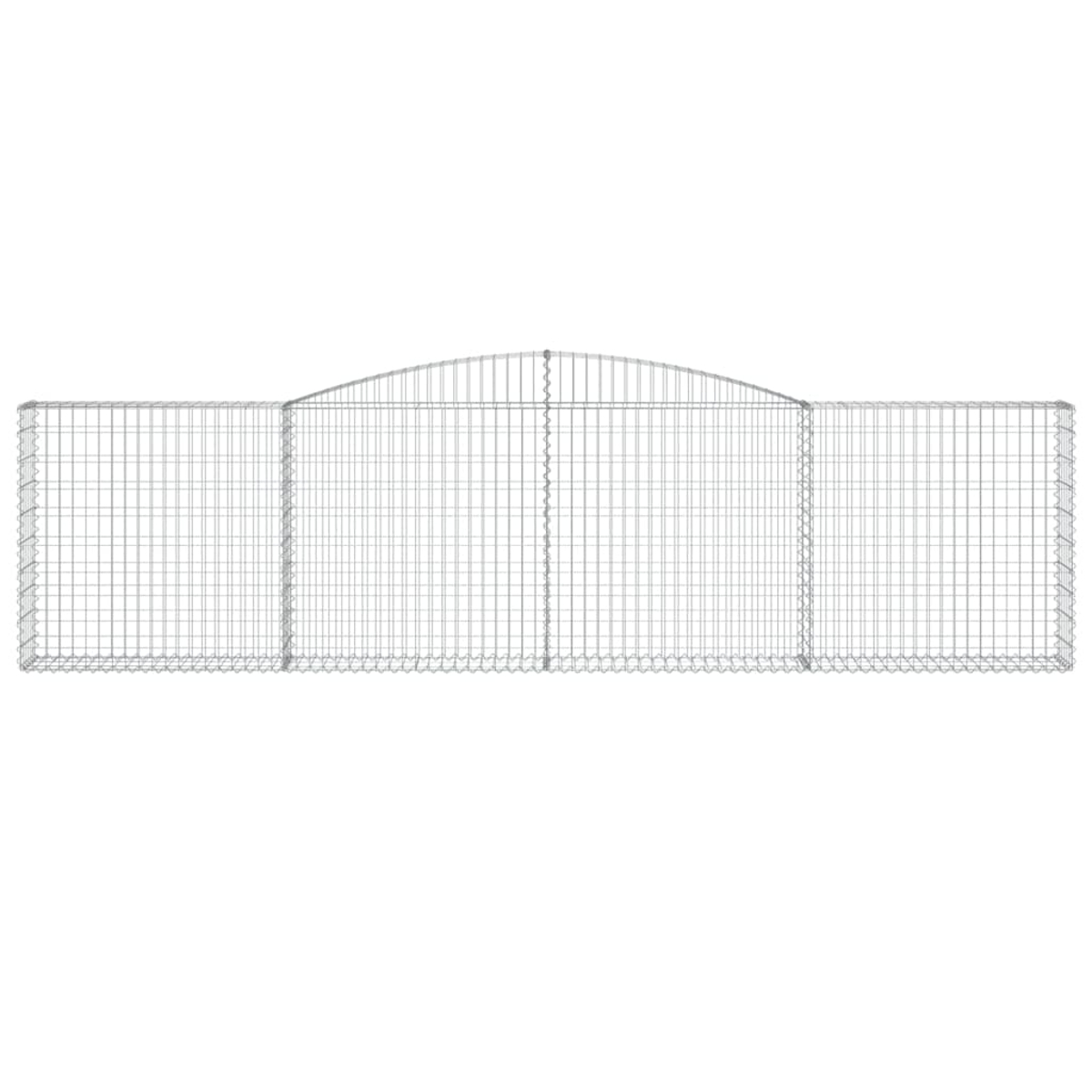 Gabion-Drahtstruktur. Rechteckige Form mit gewölbtem Oberteil. Isoliert vor weißem Hintergrund.