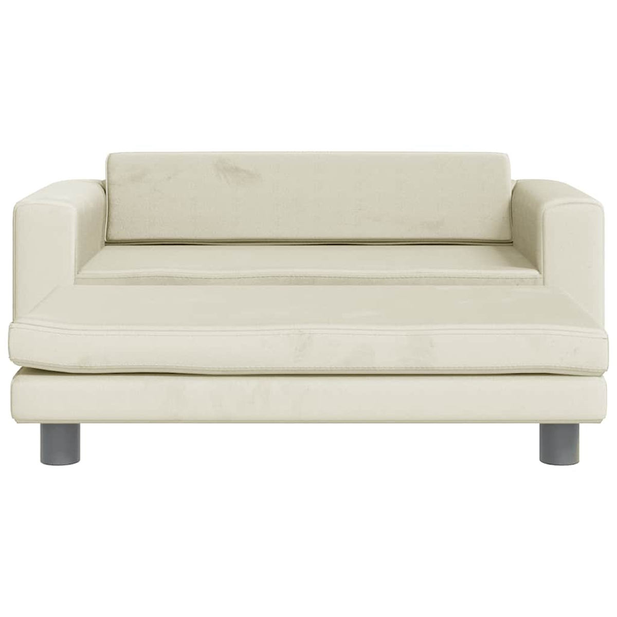Ein cremefarbenes Sofa im modernen Stil mit grauen Beinen auf weißem Hintergrund.