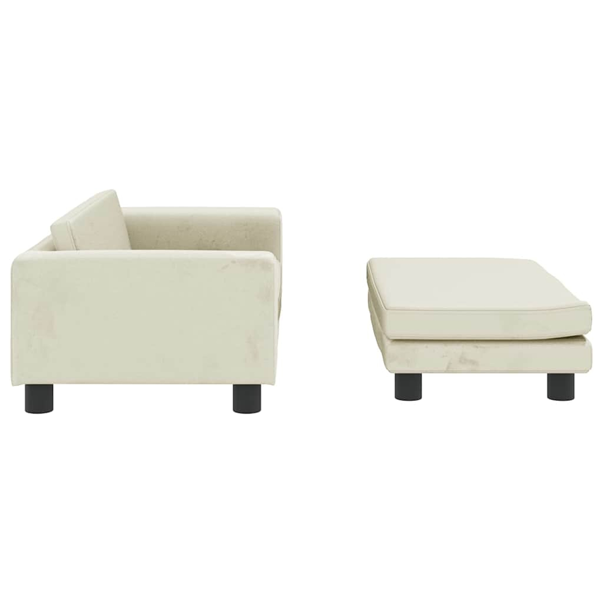 Elfenbein Sofa und Ottomane. Seitenansicht, Form.