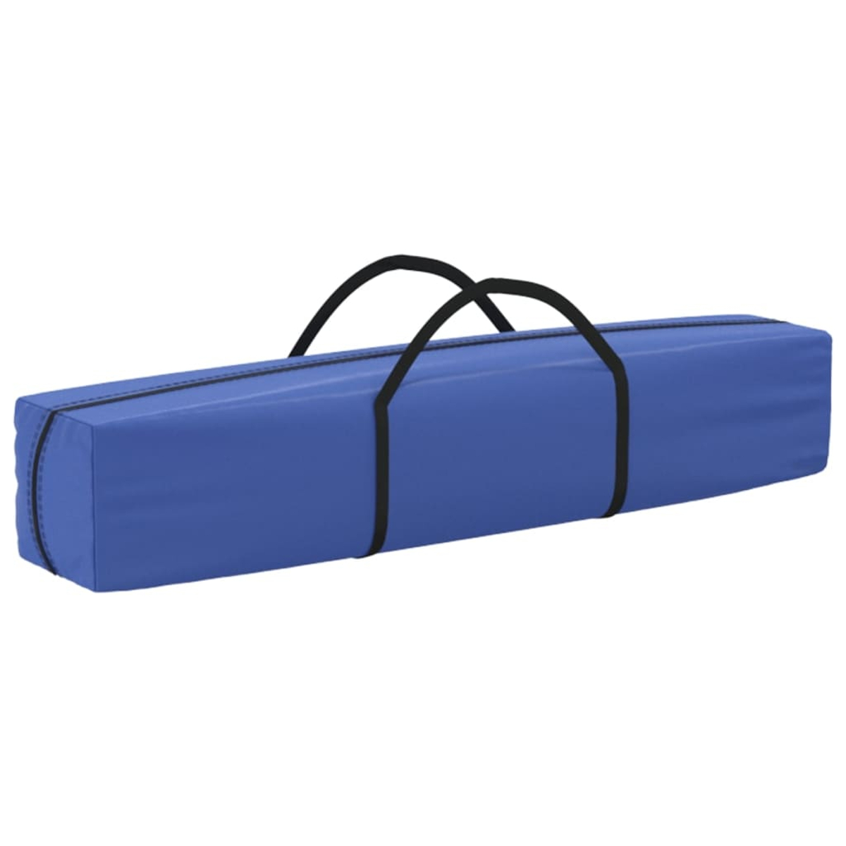 Blaue Zelt-Tragetasche. Die Tasche ist rechteckig, mit zwei schwarzen Griffen vor weißem Hintergrund.