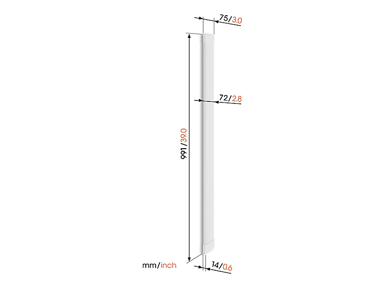 Vogels TVA 7000 Kabelkanal Weiß, Bis zu 6 Kabel, Minimalen Abstand zur Wand nur 1.4 cm, Länge von 100 cm, Aluminium, Geeignet für Kabeltypen wie HDMI-, USB-, AUX- oder Stromkabel
