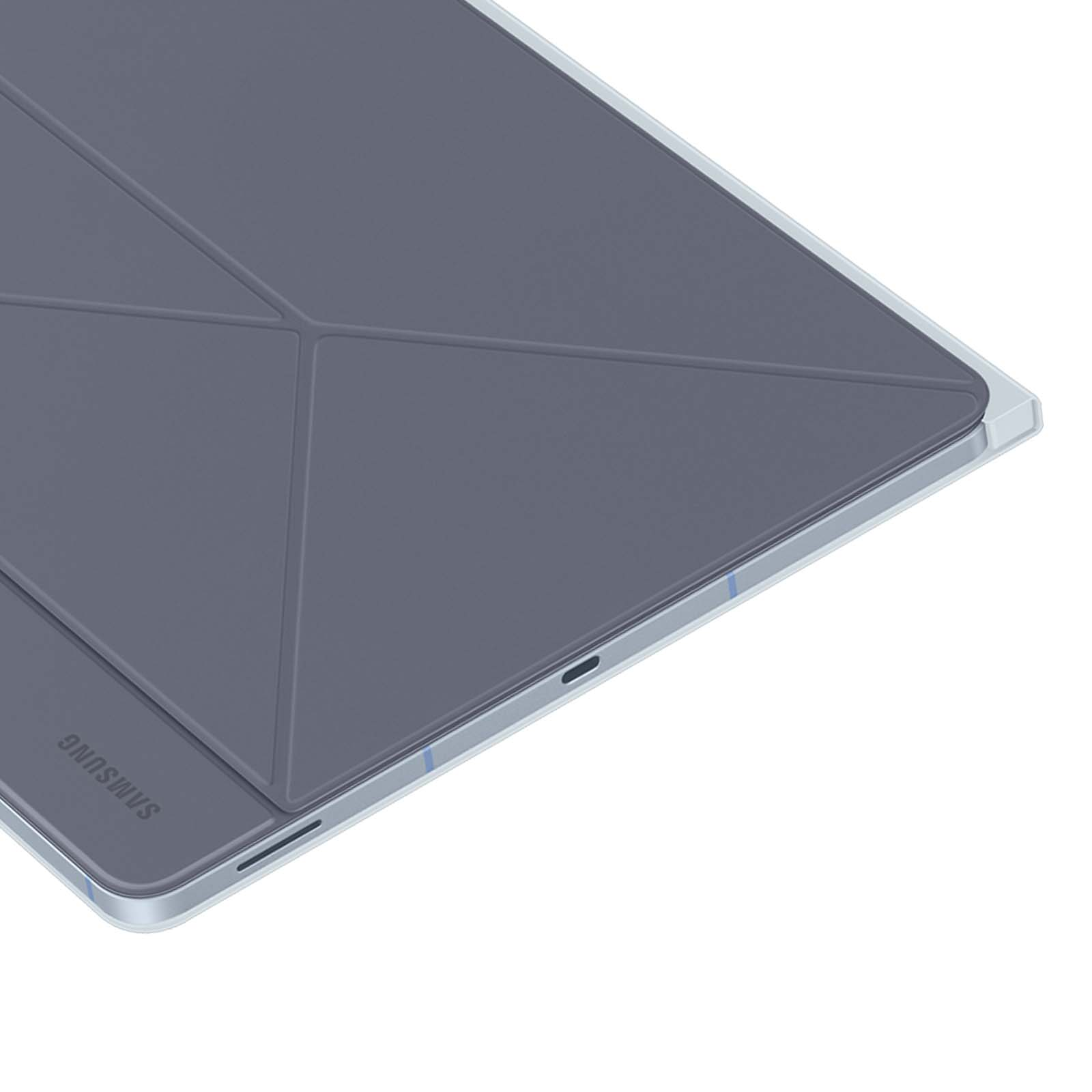Primer plano de una funda de tableta en color gris.