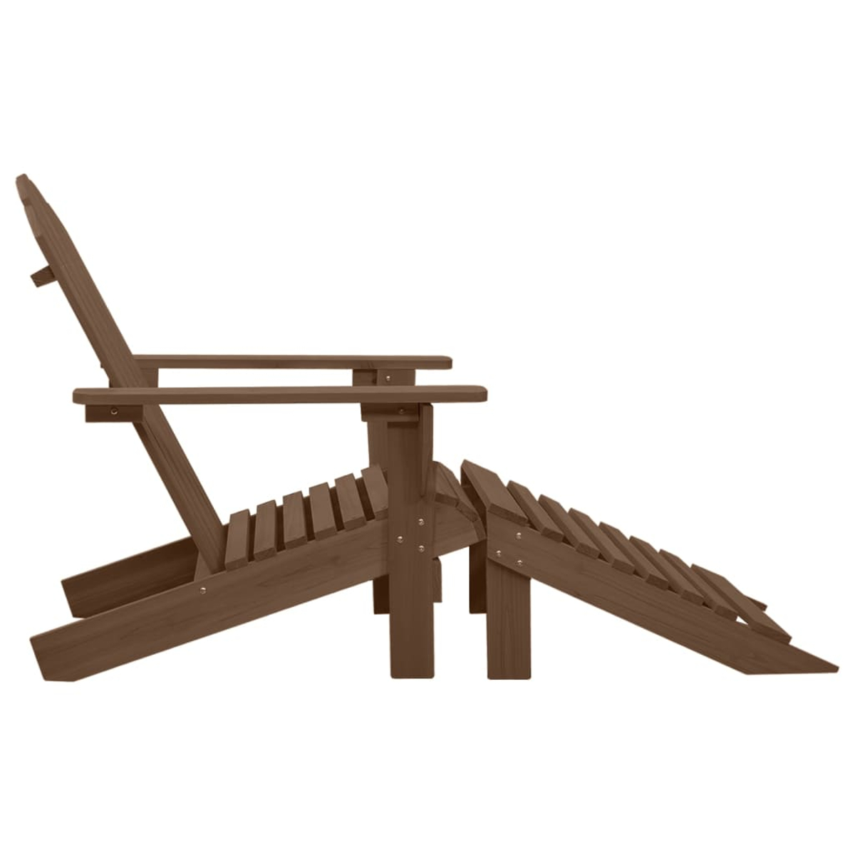 Adirondack-Stuhl aus Holz mit Fußstütze.