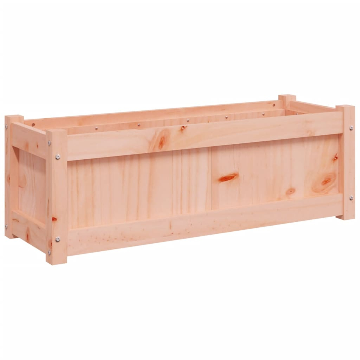 Rechteckiger Pflanzkasten aus Holz.