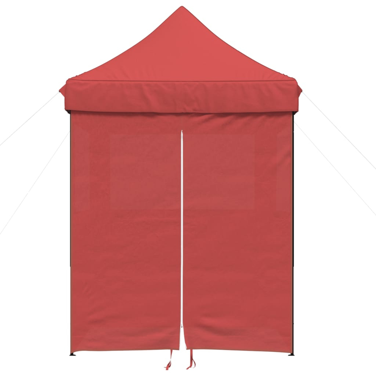 Ein rotes Pop-up-Zelt mit Fenster auf weißem Hintergrund.