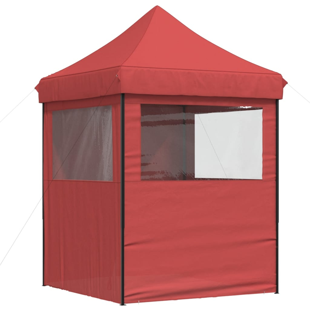 Roter Pavillon mit konischem Dach. Er hat klare Kunststofffenster und einen weißen Hintergrund.