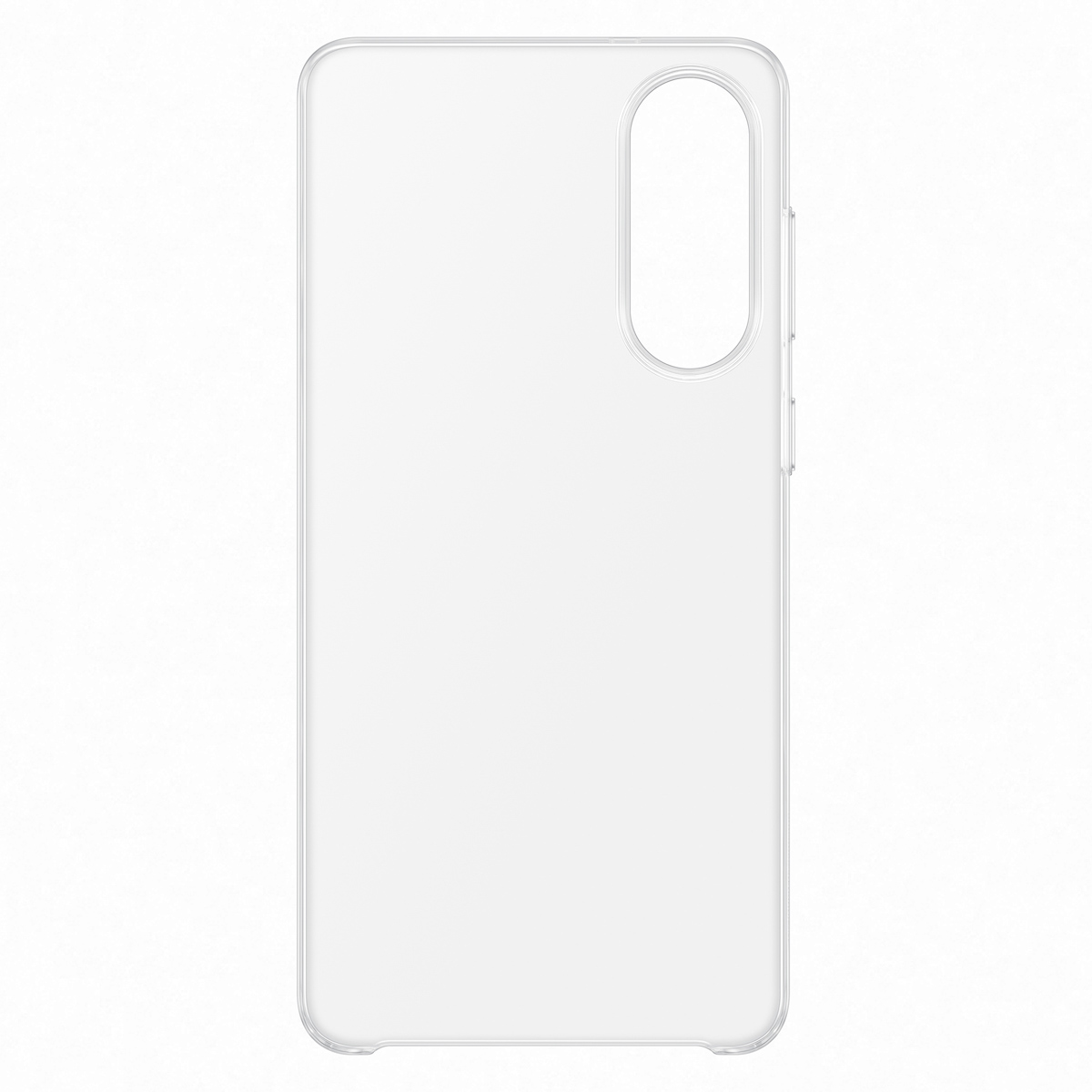 Przezroczyste etui na telefon na białym tle. Etui jest przezroczyste.