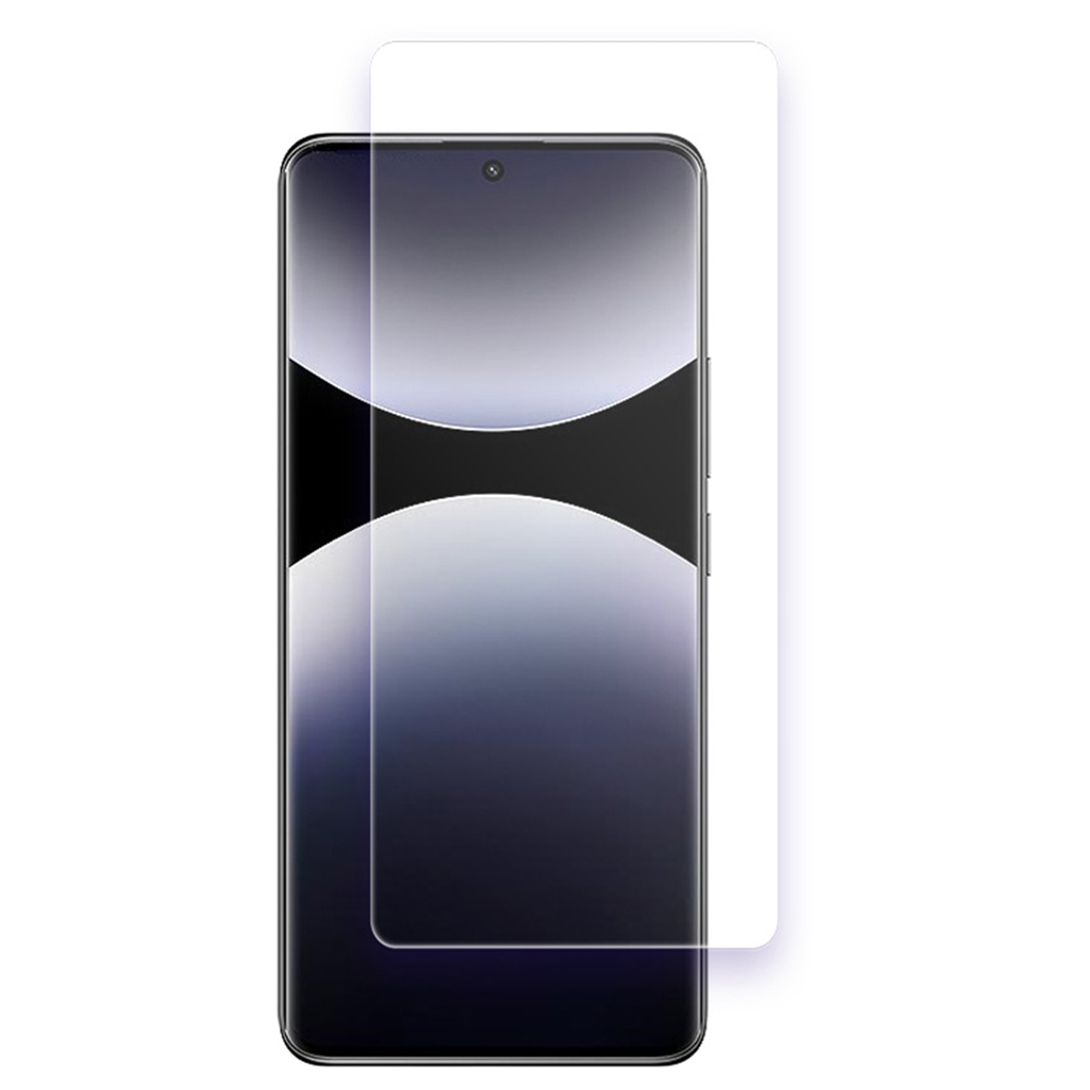 Un telefono con una protezione per lo schermo applicata.