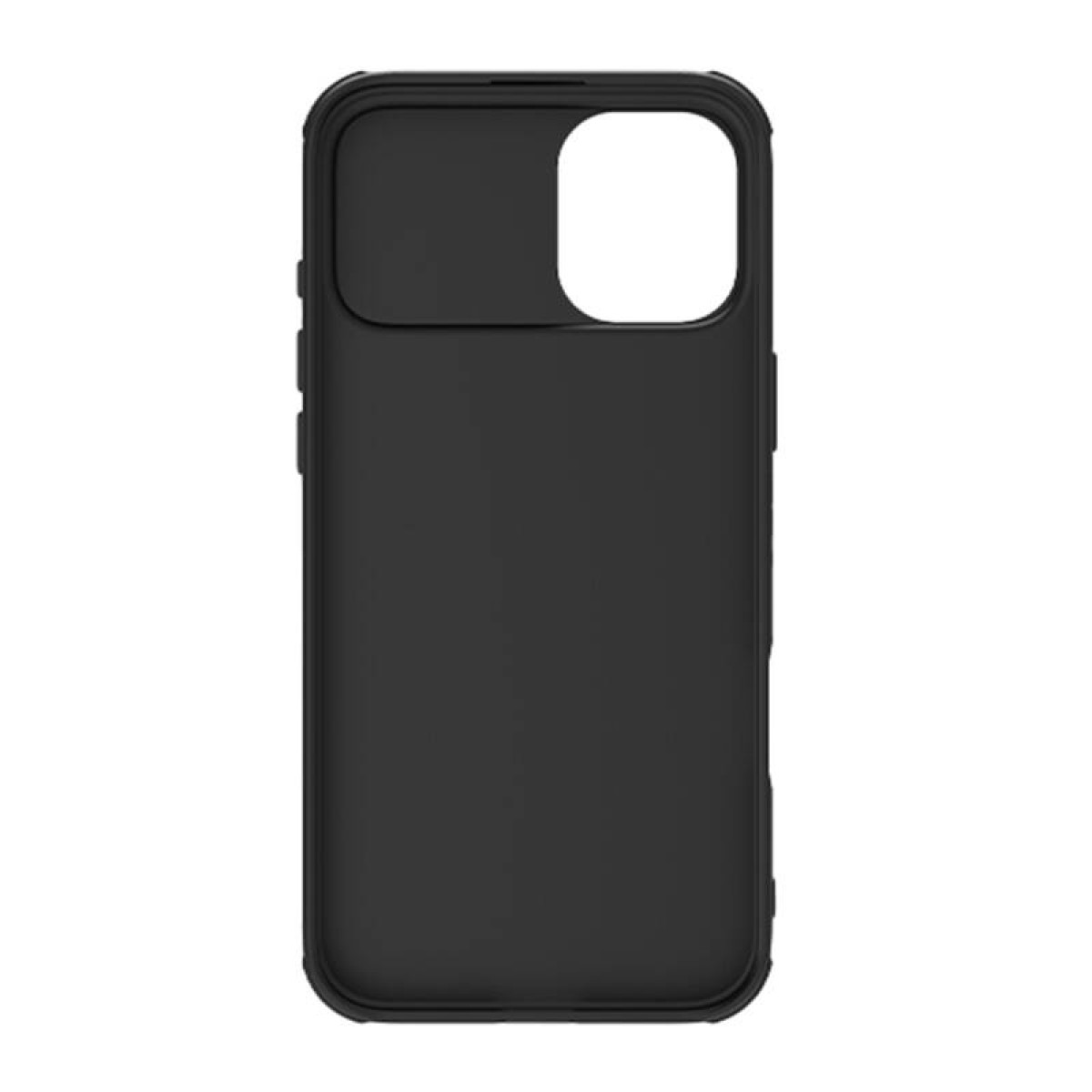 Coque de téléphone noire avec une découpe pour l'appareil photo. La coque semble être faite d'un matériau dur.
