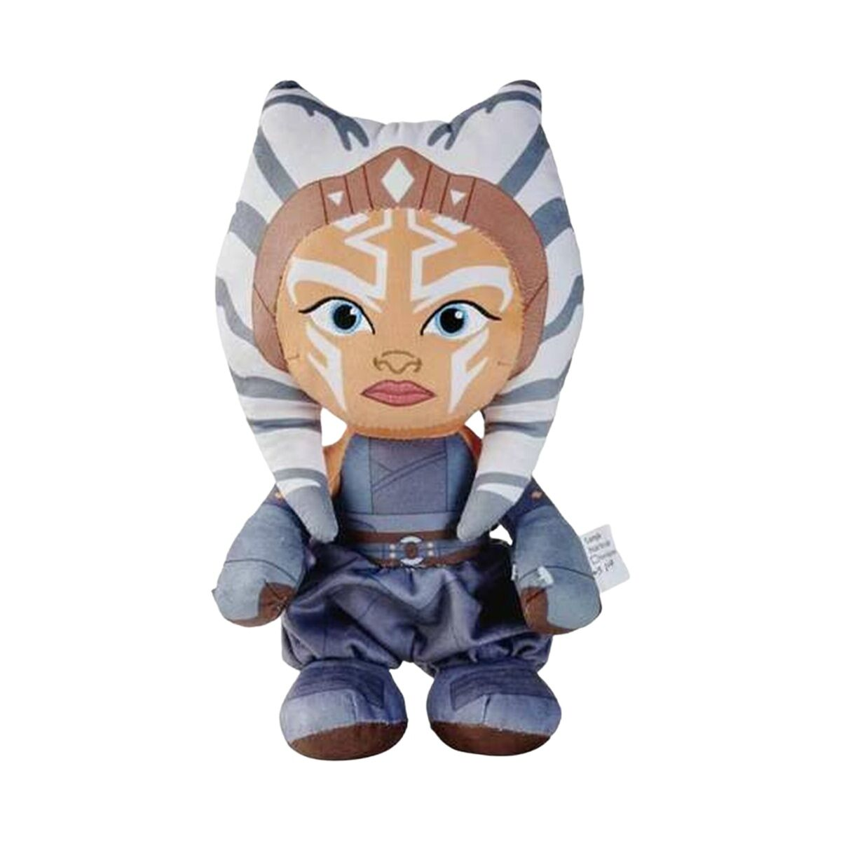 Eine Stoffpuppe von Ahsoka Tano aus Star Wars mit weißem Hintergrund.
