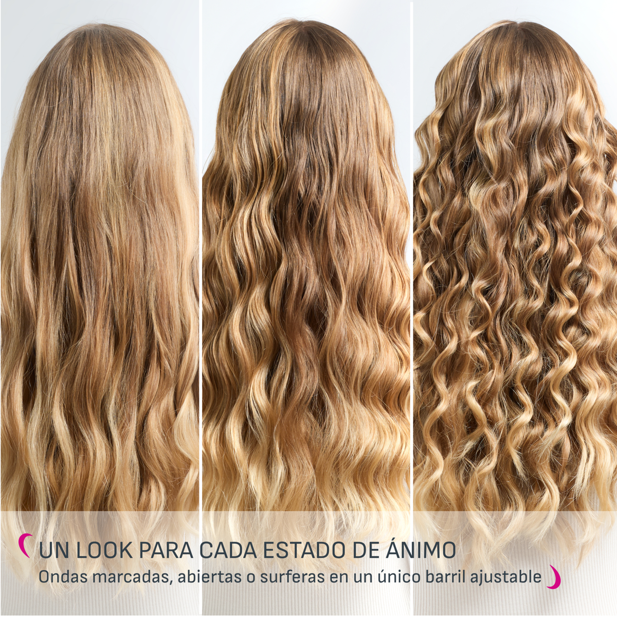 Capelli di tre donne acconciati in tre onde diverse, tonalità bionde.