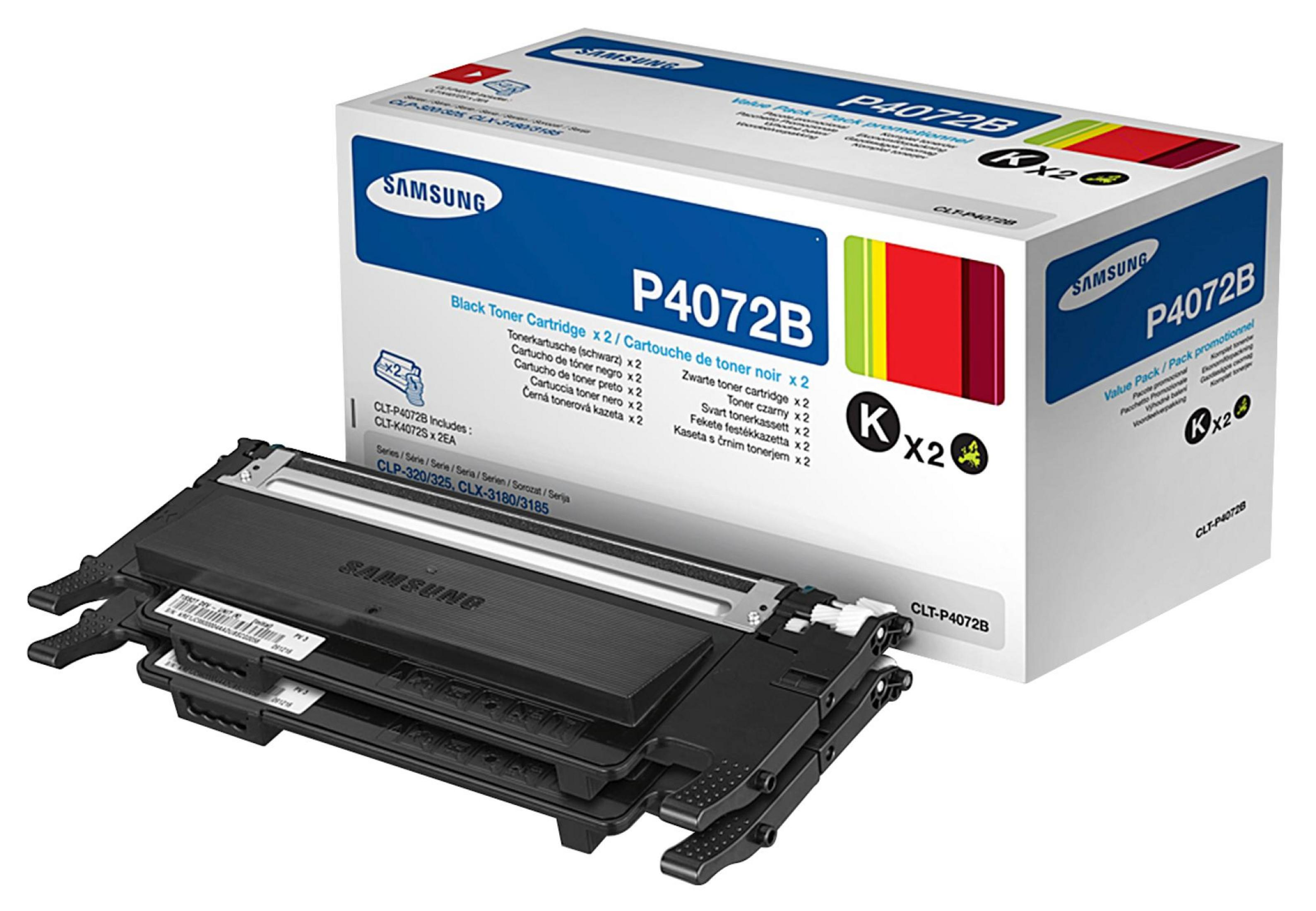 Pudełko z czarnym tonerem Samsung P4072B i wkłady. Czarne wkłady.