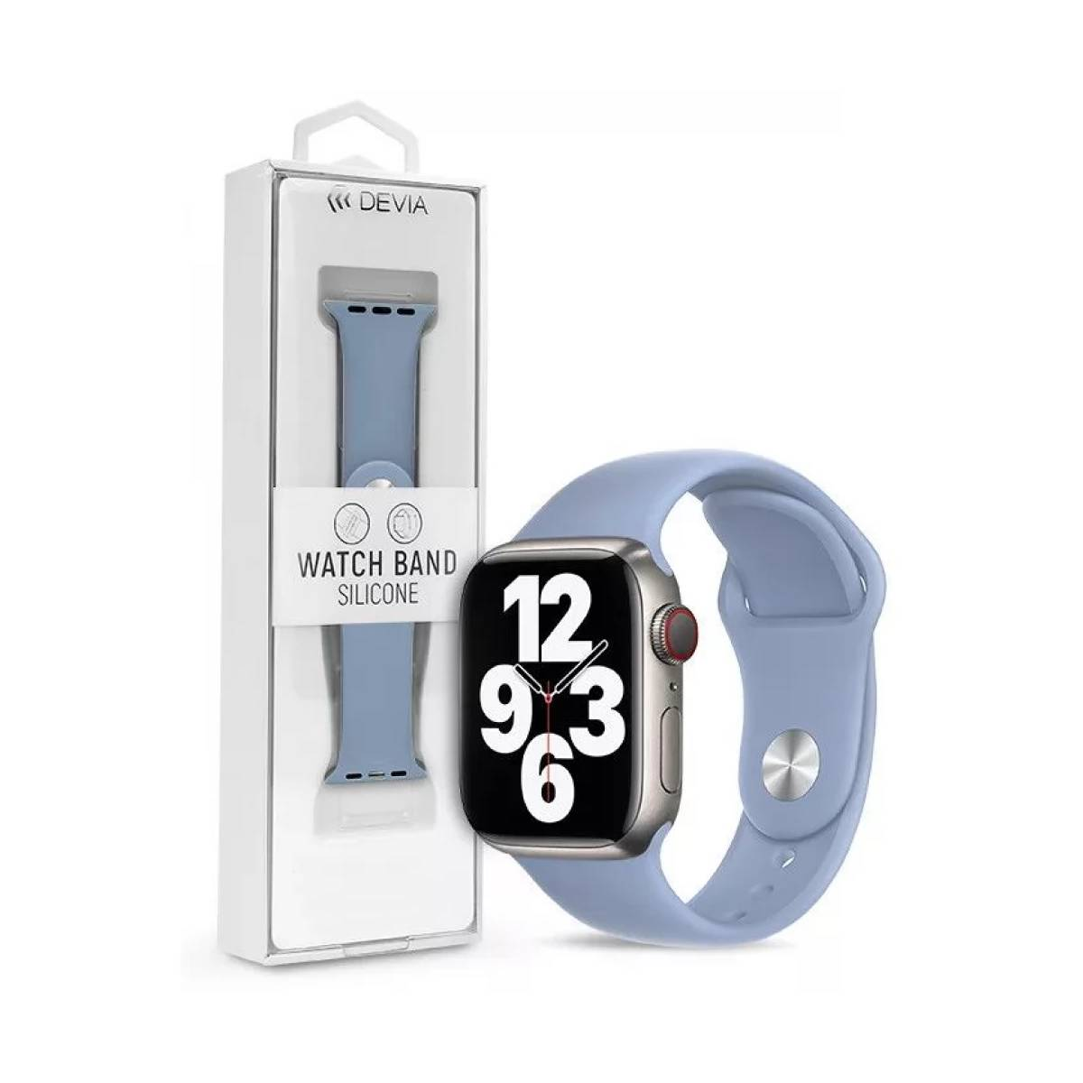 Un cinturino blu accanto a un Apple Watch con cinturino blu.