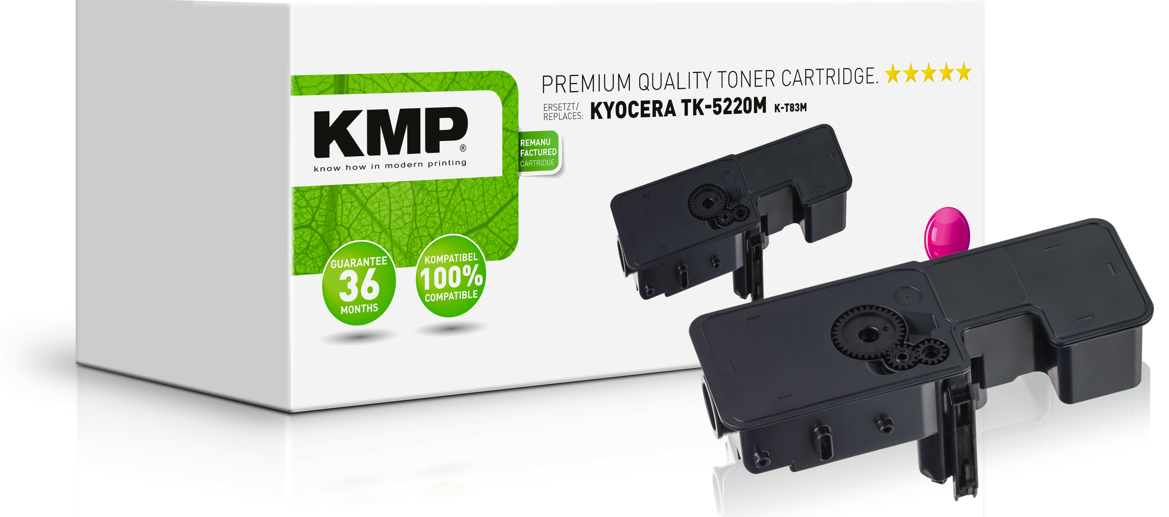 Una scatola di cartucce toner KMP con cartucce toner.
