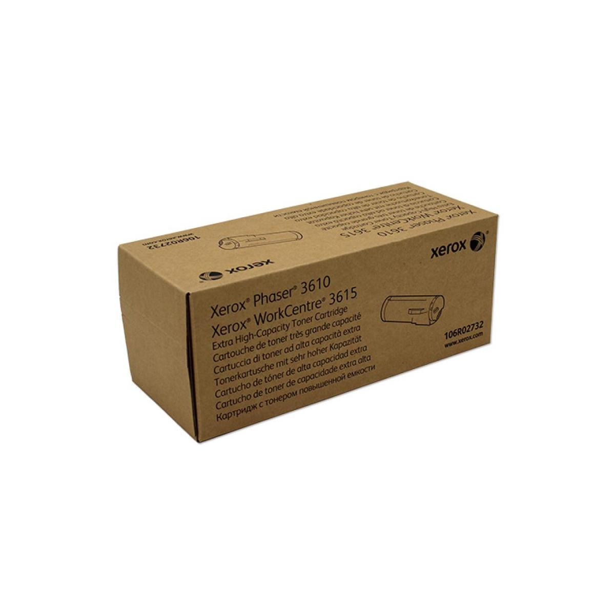 Brązowe pudełko z tonerem Xerox na białym tle.