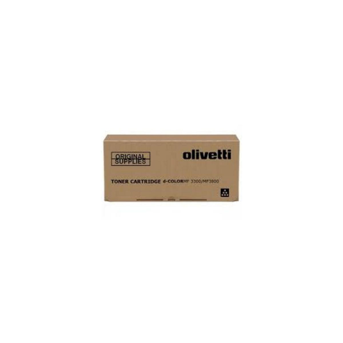 Scatola cartuccia toner Olivetti. La scatola è marrone con sfondo bianco. Il testo dice 'Cartuccia toner'.