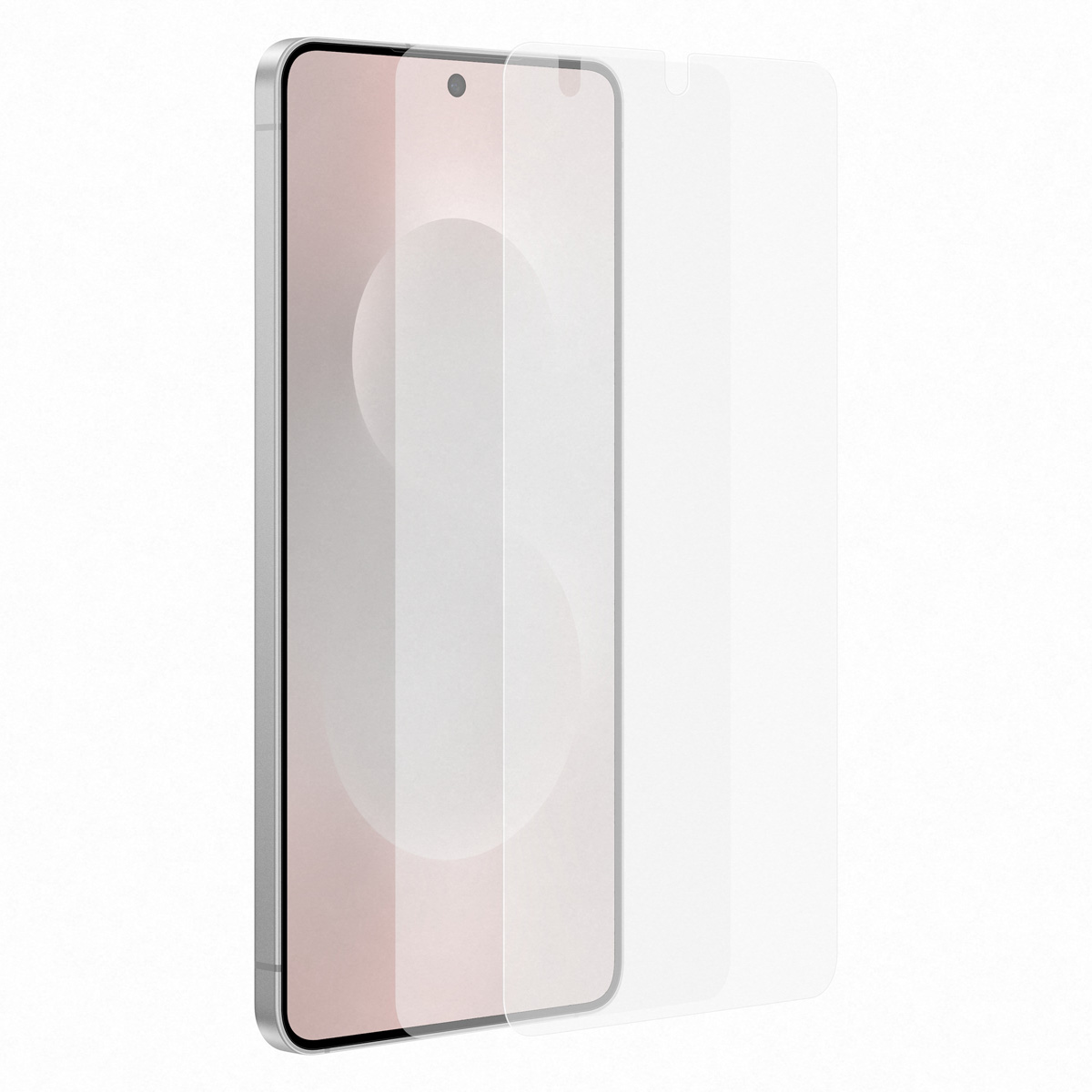 Uno smartphone con una protezione per lo schermo e uno schermo parzialmente visibile.