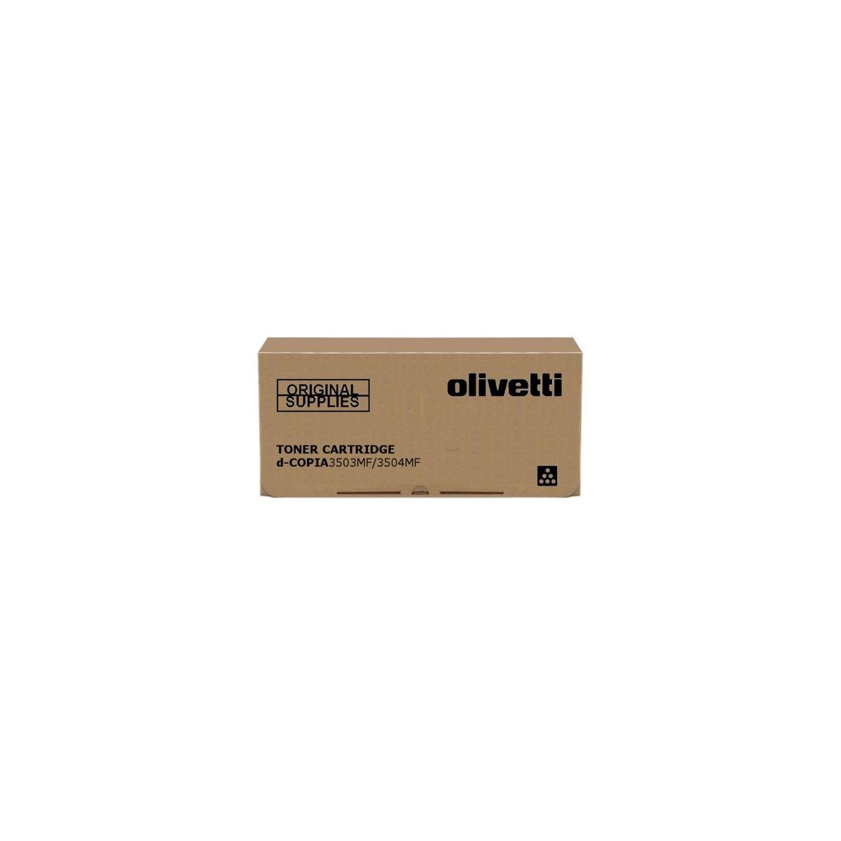 Scatola toner Olivetti su sfondo bianco.