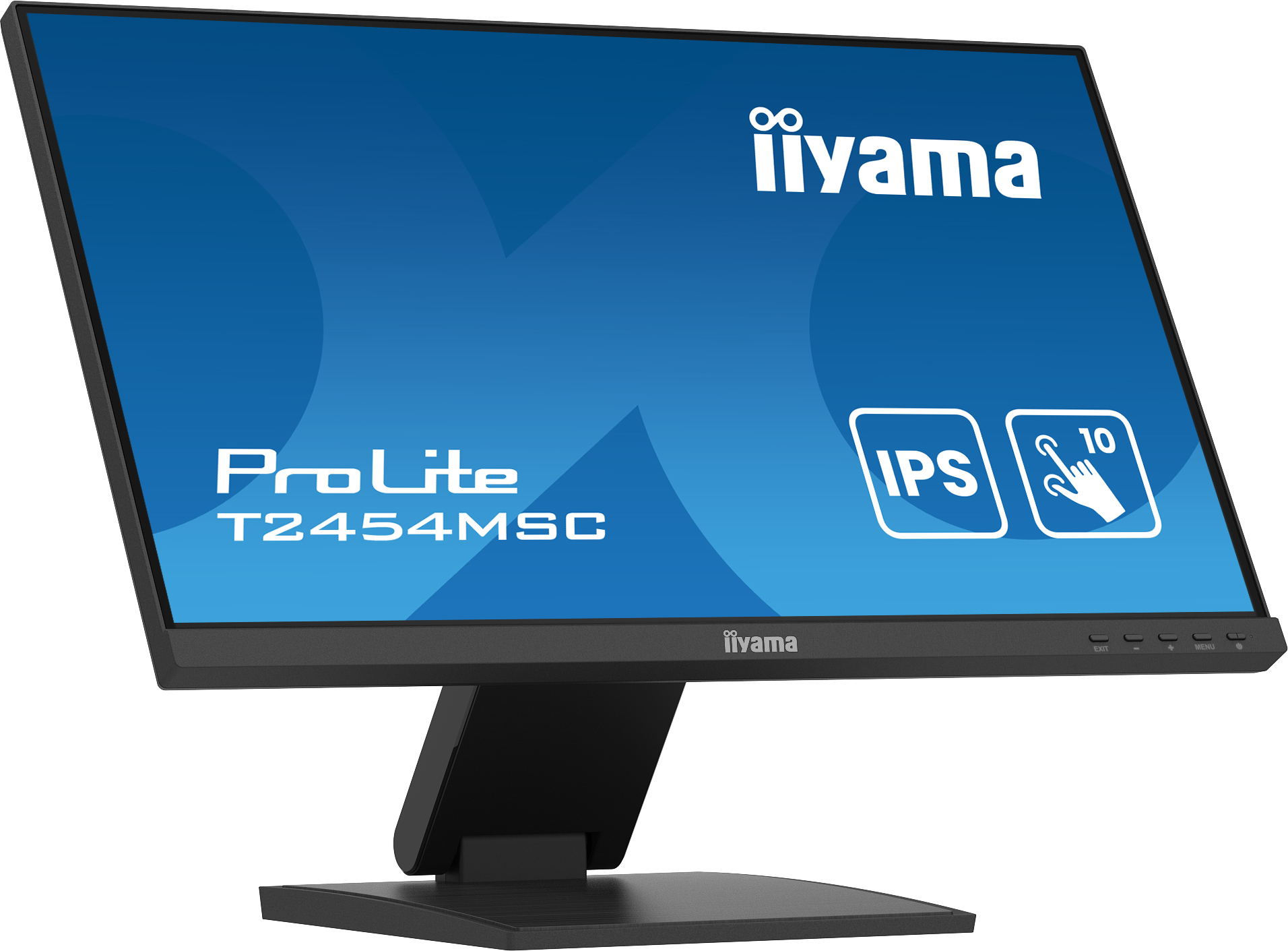Ein schwarzer Monitor mit Text 'ProLite T2454MSC' und 'iiyama'.