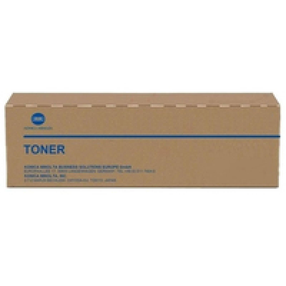 Une boîte de toner Konica Minolta marron avec l'étiquette 'TONER'.