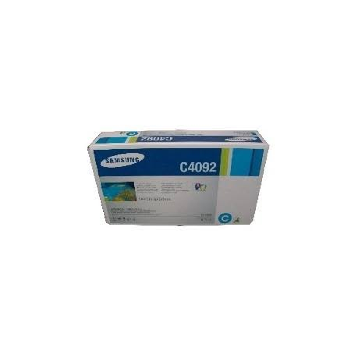 Een Samsung C4092 tonercartridge doos. De doos is wit en blauw.
