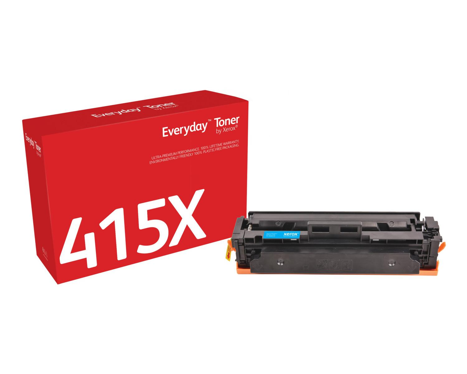 Rode doos met een tonercartridge. Merk Xerox Everyday Toner.