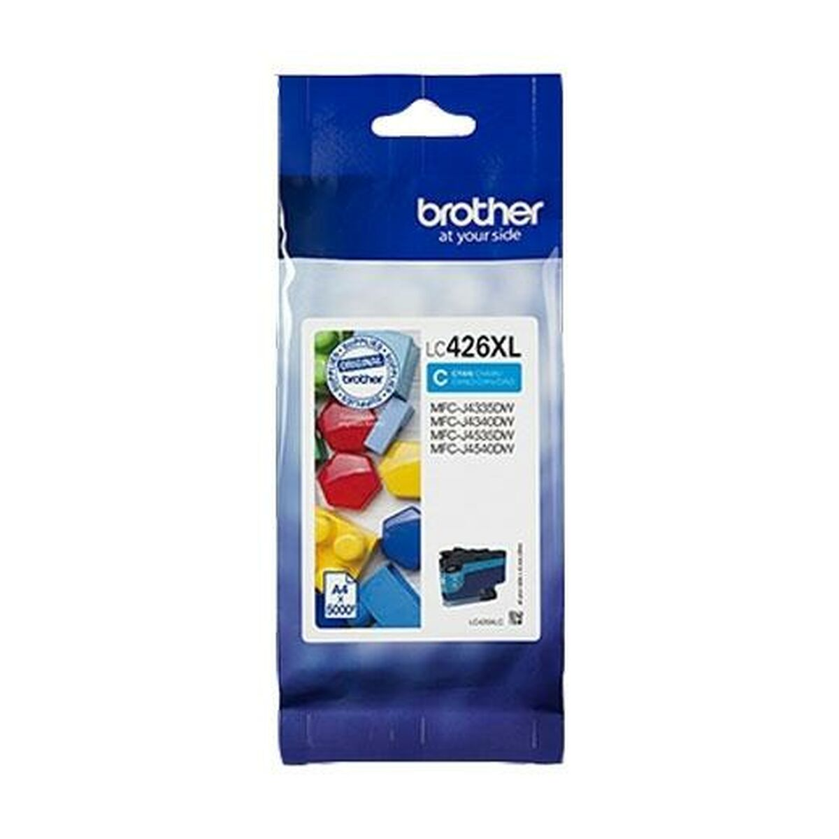 Paquete de cartuchos de tinta Brother LC426XL, embalaje transparente, con cartuchos de tinta coloridos.
