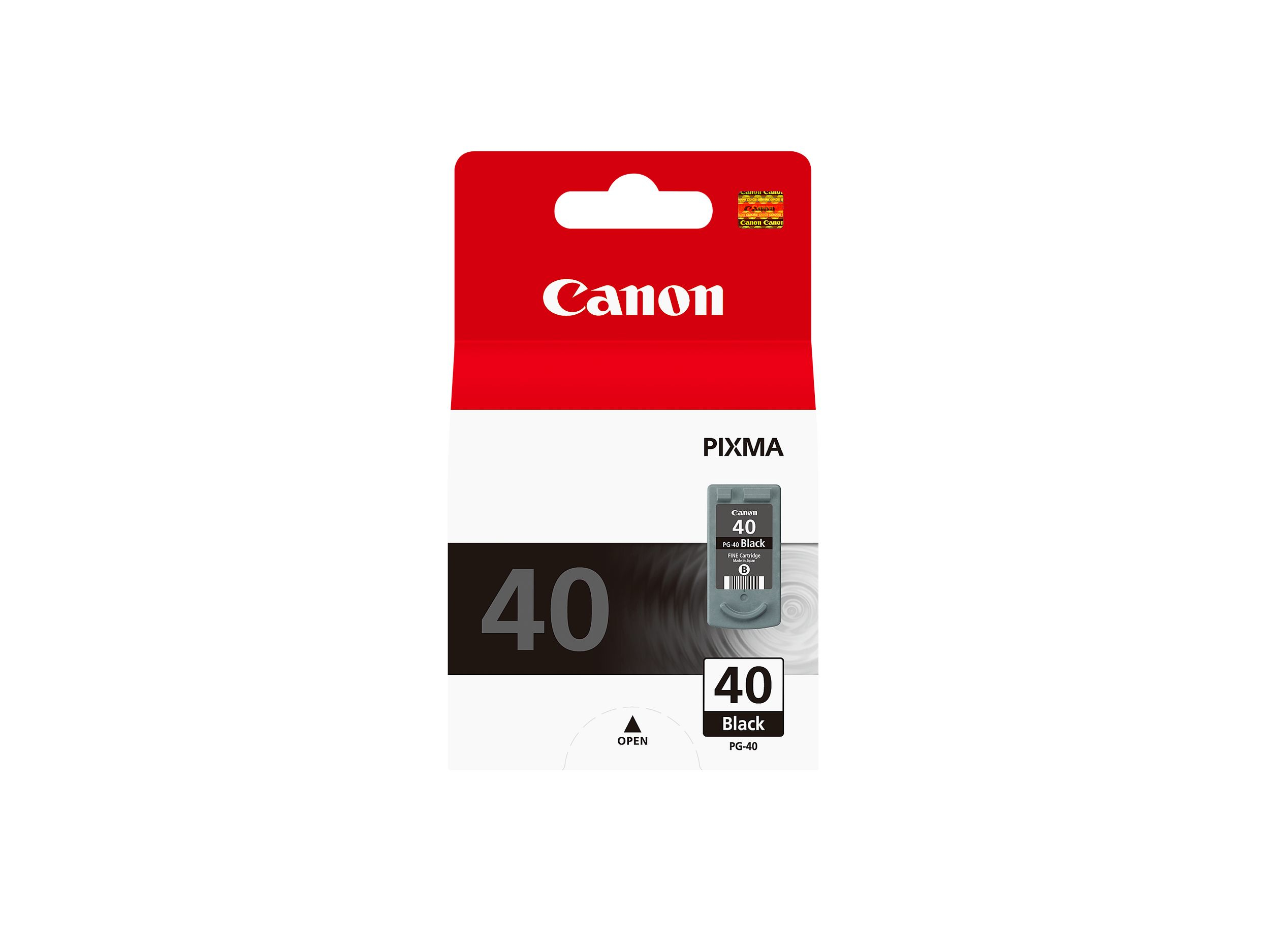 Confezione cartuccia inchiostro nero Canon, con il numero 40 e la cartuccia.