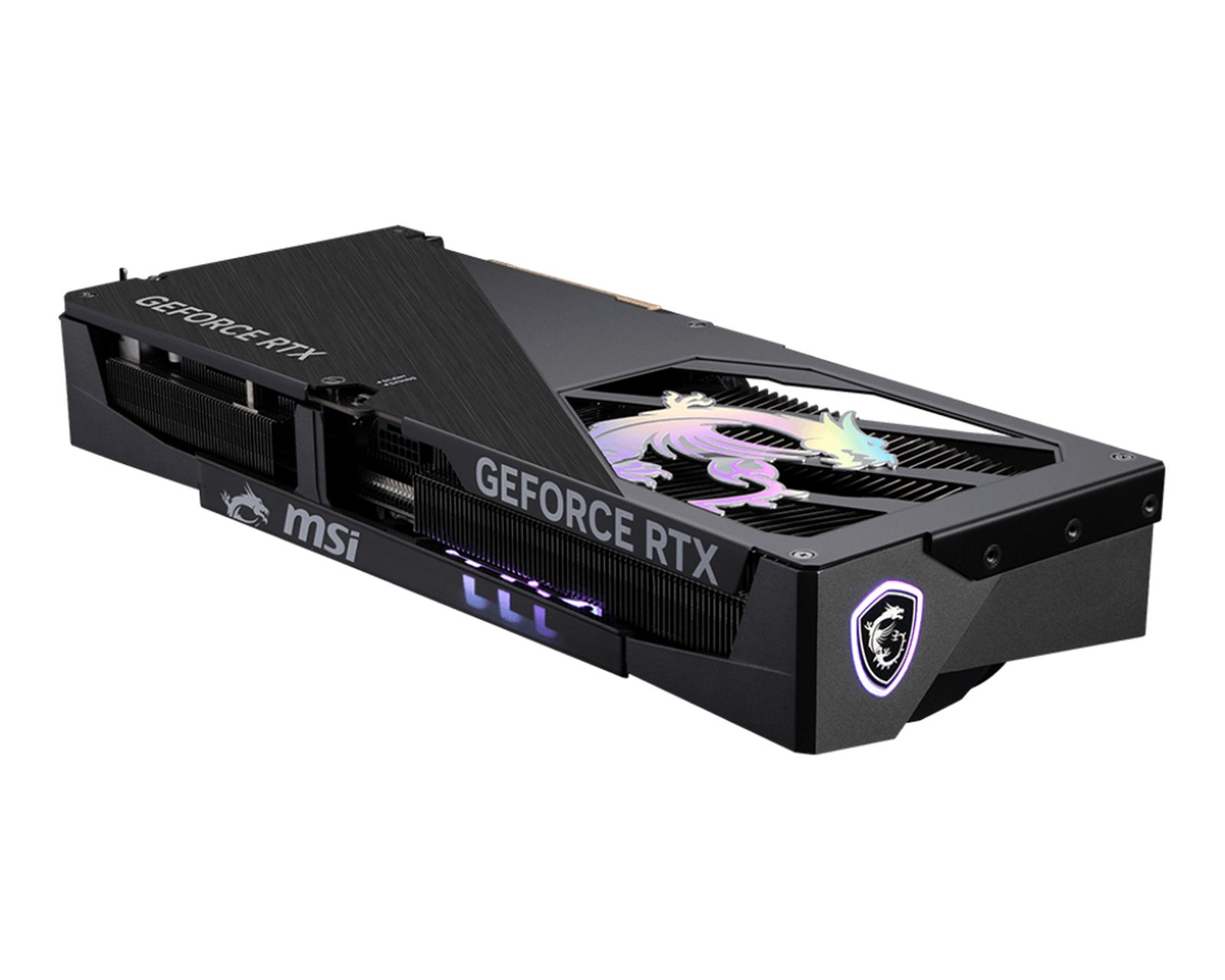 Karta graficzna MSI GeForce RTX. Czarny i srebrny design.