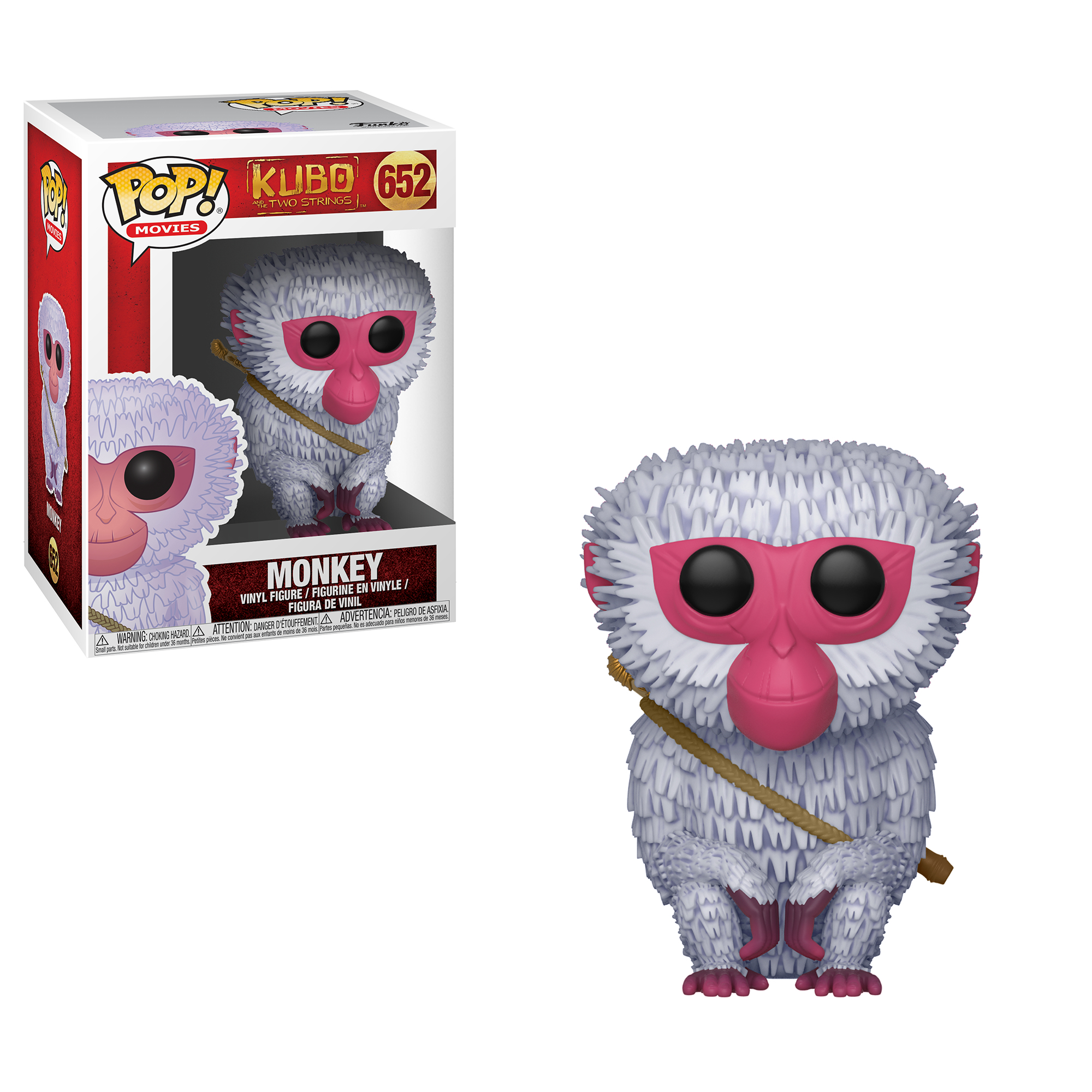 Una figura Funko Pop de un mono de la película Kubo y las dos cuerdas.