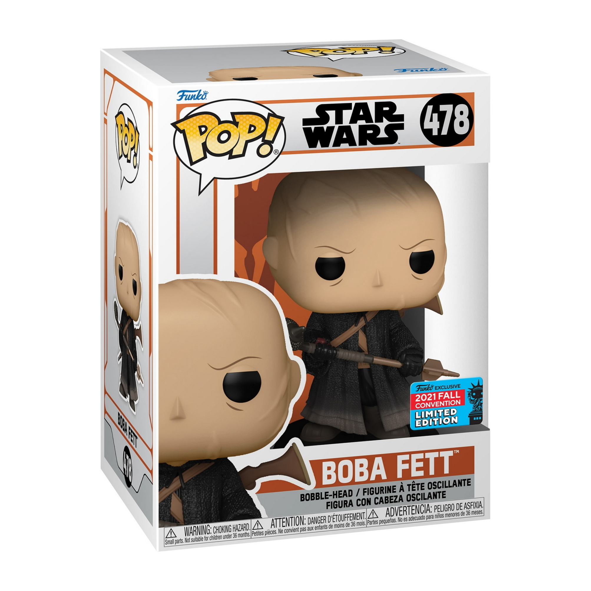 Figurka Funko Pop! Boby Fetta z Gwiezdnych Wojen, trzymającego broń.