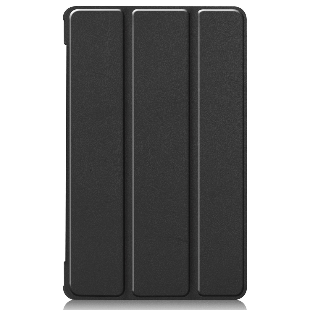 A closed black tablet cover, simple and sleek.