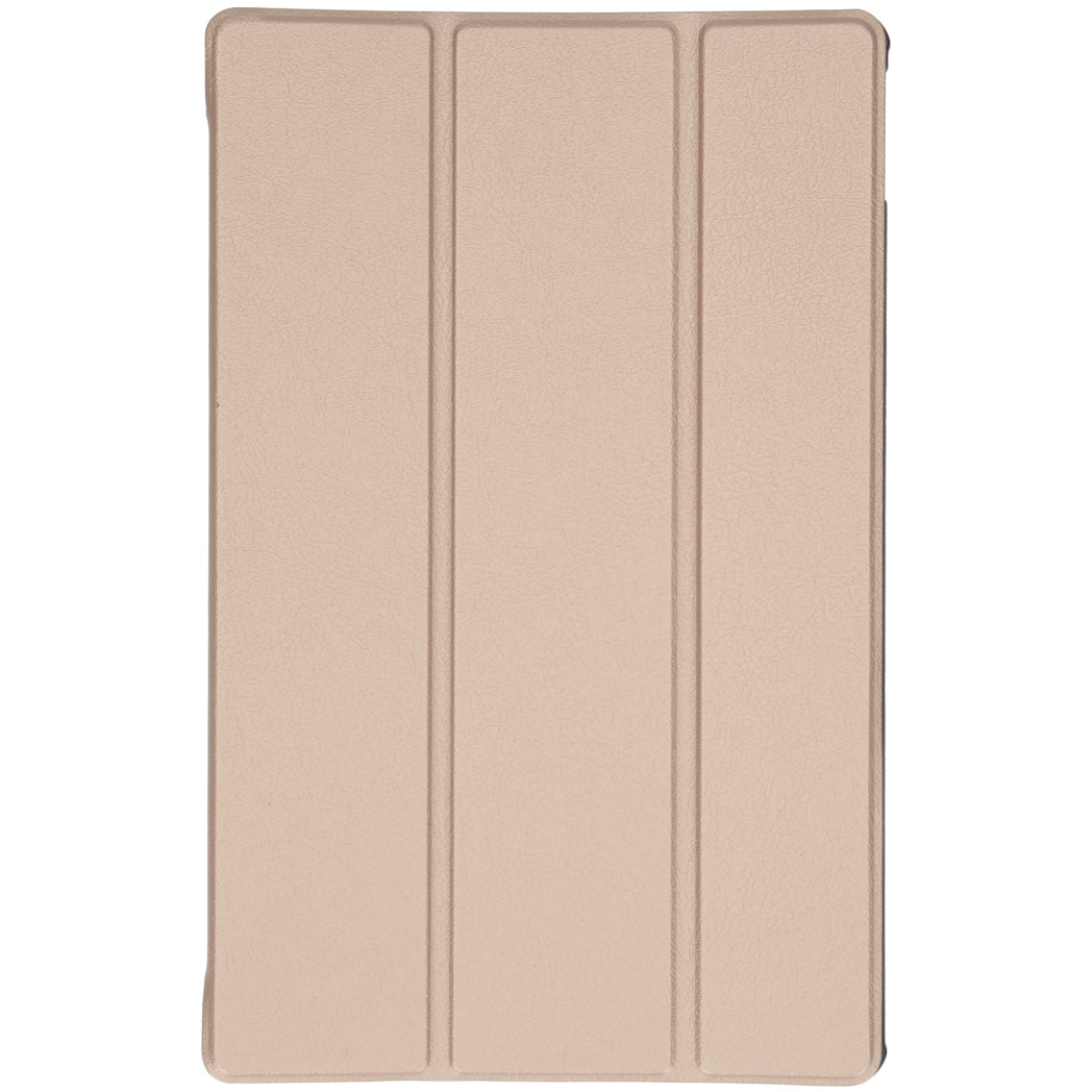 Closed tablet case, light brown in color. The surface appears textured.