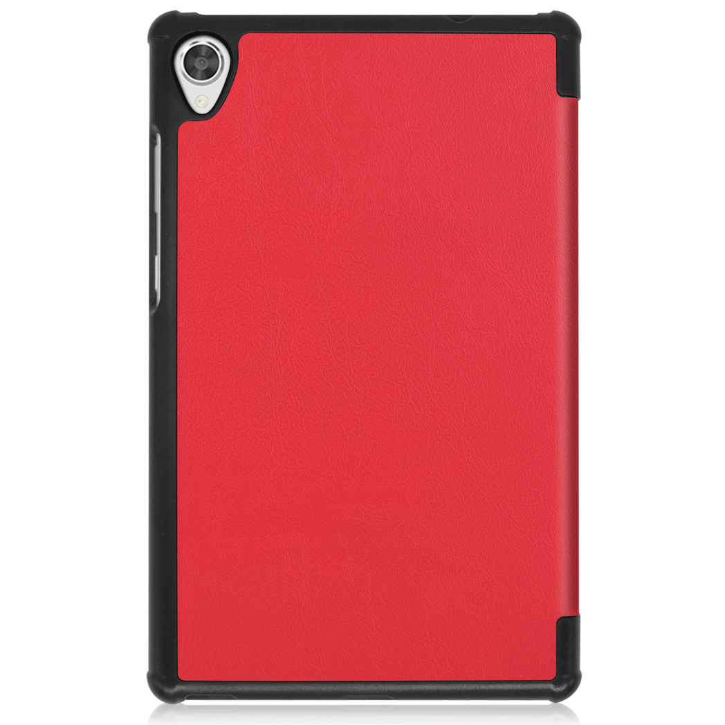 Red tablet case, black border. The back of the tablet case is visible.