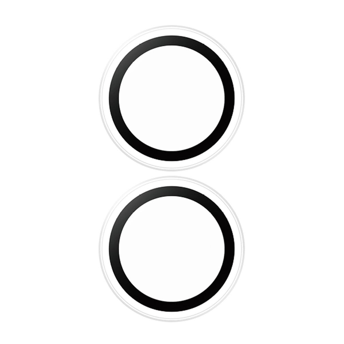 Dos lámparas circulares en blanco y negro. El anillo exterior es blanco, el interior es negro.