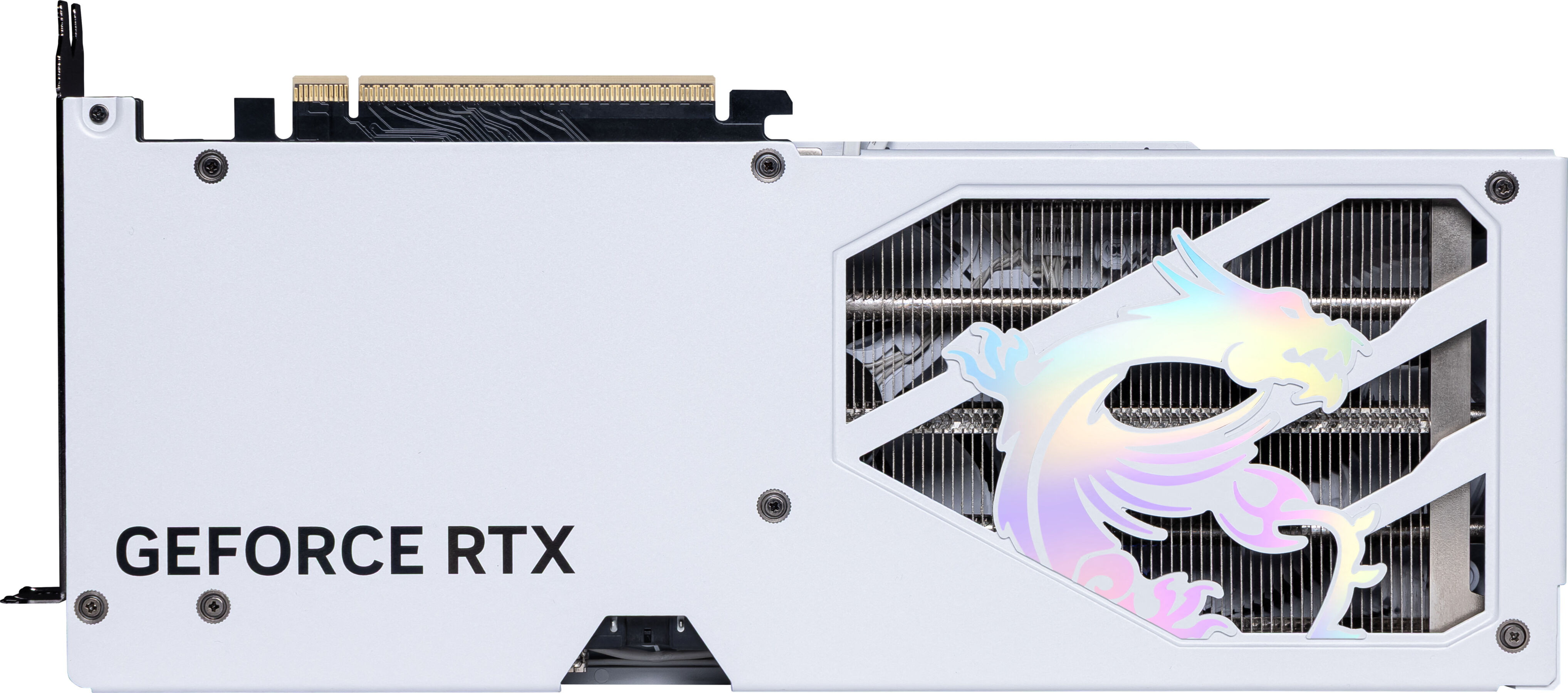 Een witte grafische kaart. De tekst luidt: GEFORCE RTX.